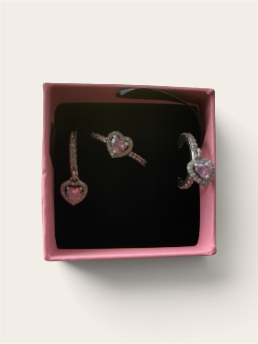 Pandora Pink Heart ring & earrings set